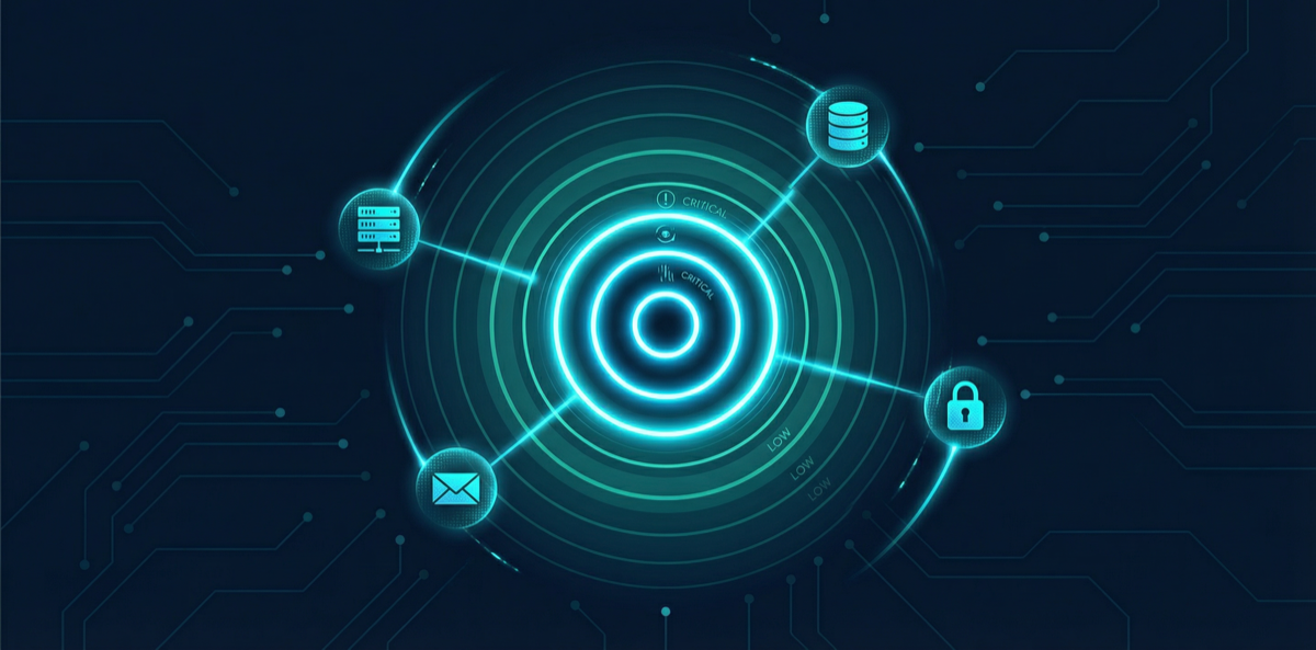 Impact analysis ripple diagram with connected system icons